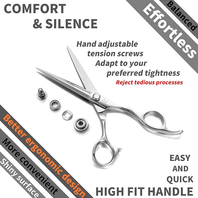 High-end Professional Extremely Very Sharp Barber Hair Cutting Scissors Hairdresser Shears For Hair 5 Inch Haircut Scissor Made Of Stainless Steel Alloy For Hairdressing Salon and Home Use