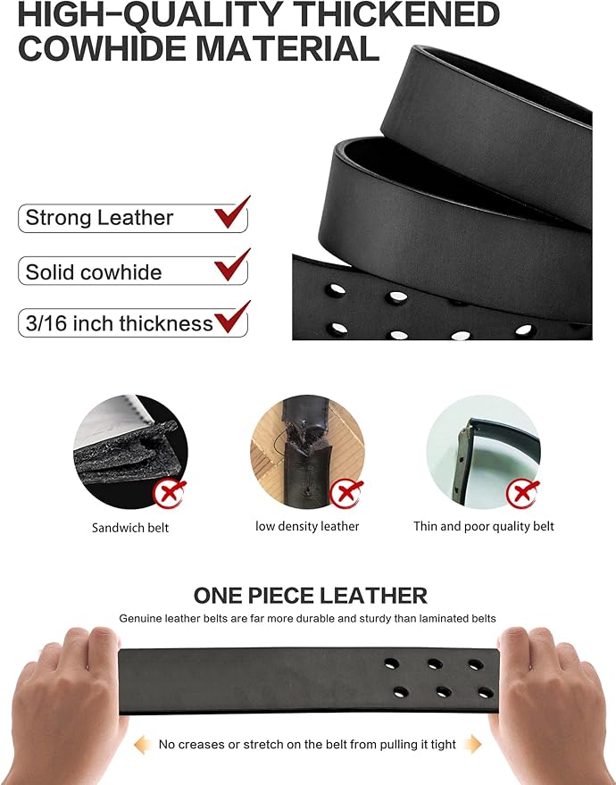 Thicken Full Grain Leather Mens Belt Heavy Duty Mens Work Belt Mens Belt High Hardness Buckle Packed In Gift Box