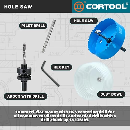 4-1/4 Inch Hole Saw for Recessed Lights Can Lights, with Dust Bowl for Recessed Lighting, 4-1/4" Hole Saw Dust Catcher with Bi-Metal Wood Metal Drywall Cutter