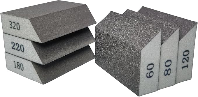 6 Pack Single Sanding Sponge Set - 60/80/120/180/220/320 Grit Sanding Blocks Assortment, Washable and Reusable Sanding Blocks for Wood Drywall Metal Home Sanding…