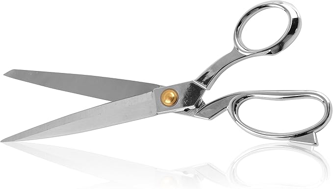 eZthings짰 Heavy Duty 10.5" Scissors For Cutting Fabric, Leather, and Raw Materials (10.5 Inch Silver)