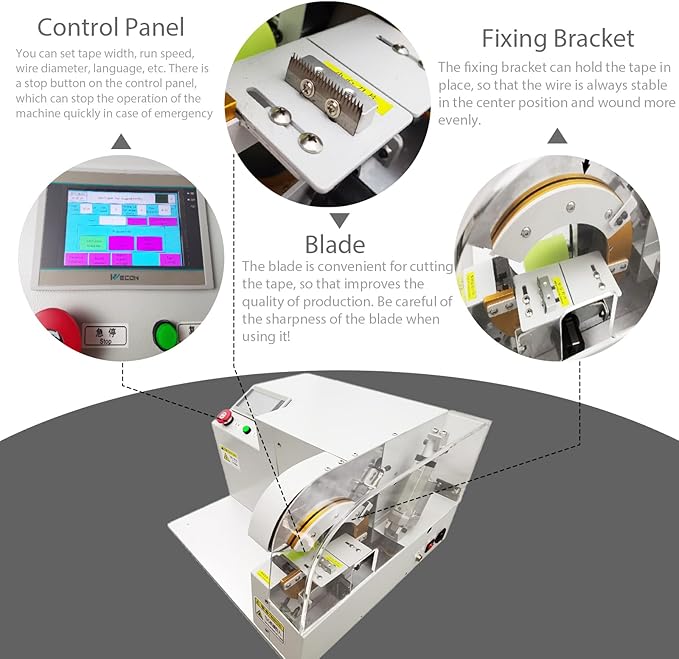 JARYANNIX 110V Automatic Tape Winding Machine for Automotive Wiring Harness, Tape Applicator Wiring Harness Tape Winding Machine Coil Winder Equipment Wire Diameters 0.12"-1.18"