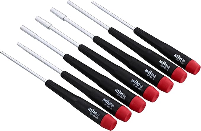Wiha 26592 Nut Driver Set, 7 Piece, Metric, Precision Handle, Extra-Long, Chrome-Plated