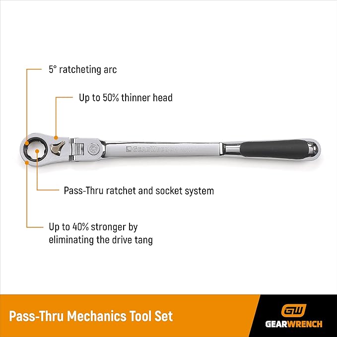 GEARWRENCH 23 Piece 3/8" Drive Pass-Thru??6 Point Standard SAE/Metric Mechanics Tool Set | 893823 (Pack of 6)