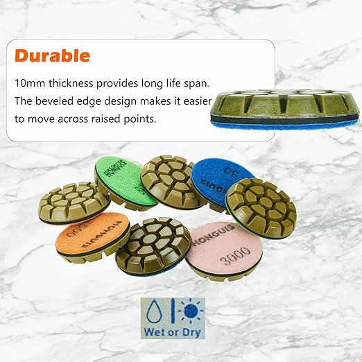 3 inch *10mm Concrete Polishing Pucks,Grit 30 Set of 3, Resin Bond Pad,for Concrete Floor Grinder,Grit 30