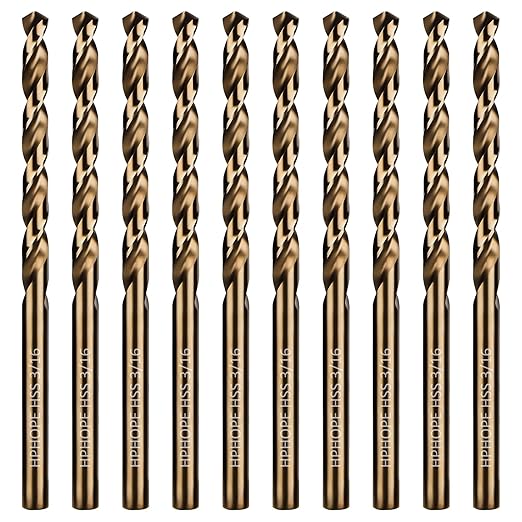 3/16 Inch HSS Twist Drill Bits 10Pcs, HPHOPE 3/16" Jobber Drill Bits Set, Straight Round Shank, Suitable for Drilling in Hard Metal, Stainless Steel, Cast Iron