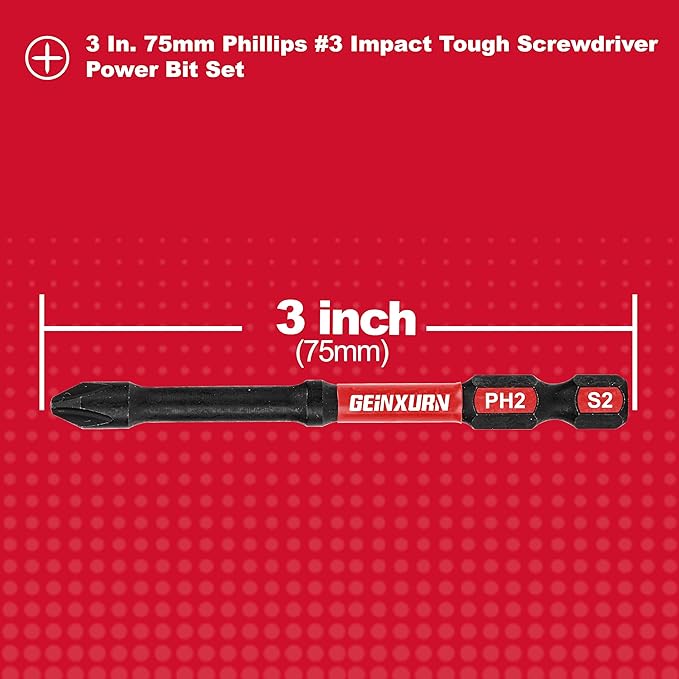 Impact Tough #2 Phillips 3 in. D2 Steel Long Extension Insert Driver Bits,30Pack 1/4 Inch Hex Shank Long Cross Magnetic PH2 Screwdriver Bits Set