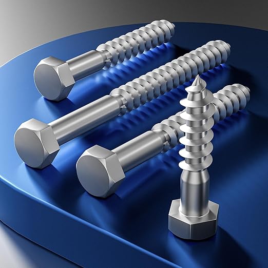 Lag Screws Wood Screws (12PCS, 1/2"x4", Black) Hex Head Lag Bolts,(12x100) Heavy Duty Lag Screws,304 Stainless Steel Bolts 18-8