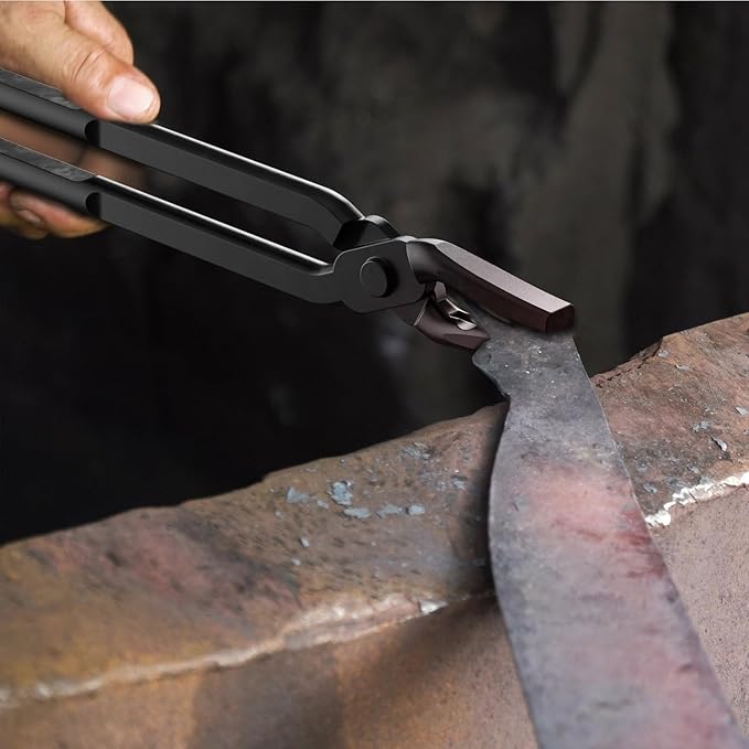 2PCS Blacksmith Tools with Blacksmith Tongs and Blacksmith Hammer, Wolf Jaw,Assembled Blacksmithing Tongs for Forging Tools and Equipment