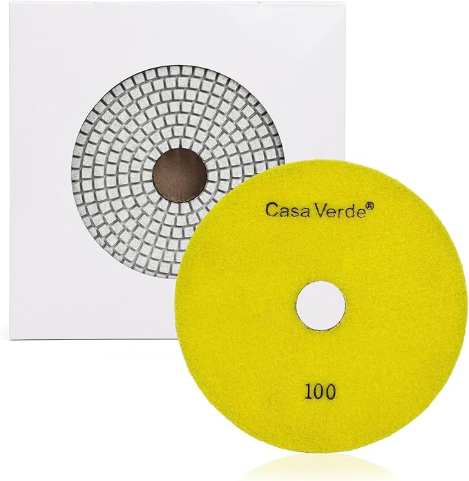 Casaverde Grit 100 Diamond Polishing Pads 7 Inch,Granite Diamond Pads for Concrete Terrazzo Travertine Marble Floor Edges Polish