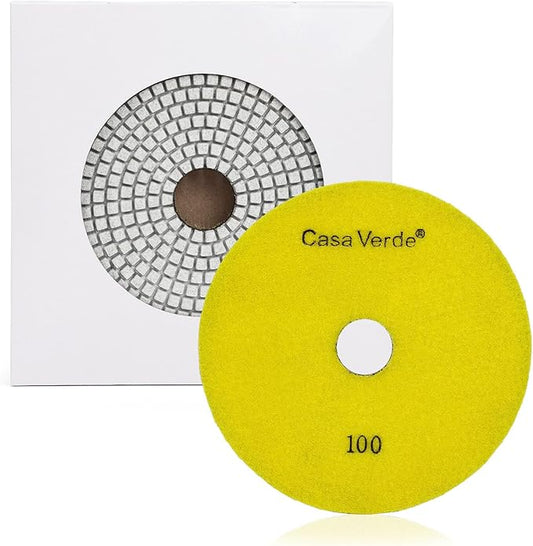 Casaverde Grit 100 Diamond Polishing Pads 7 Inch,Granite Diamond Pads for Concrete Terrazzo Travertine Marble Floor Edges Polish