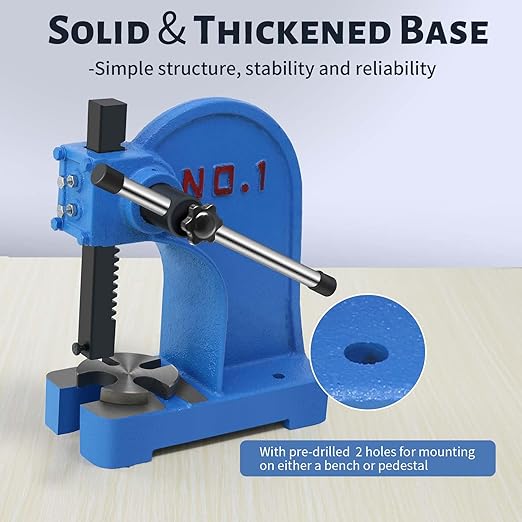 1 Ton Manual Arbor Press,5.5" Maximum Height Heavy Duty Cast Iron Desktop Punch Press Machine, for Riveting Punching Holes