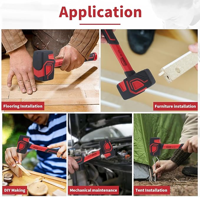3 Piece Hammer Set, 14" Camping Axe, 400g Engineer Hammer, 20oz Rubber Mallet, Hammers Tools, Large Hammer, Suitable for Home Renovation, Woodworking, Construction, DIY