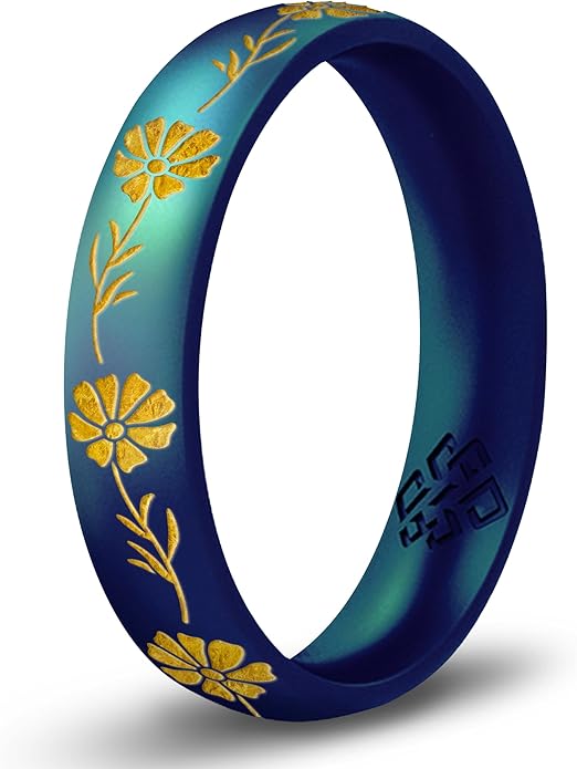 Knot Theory Birth Flower Silicone Ring for Women - 4mm Comfort Fit Wedding Band Engagement Ring