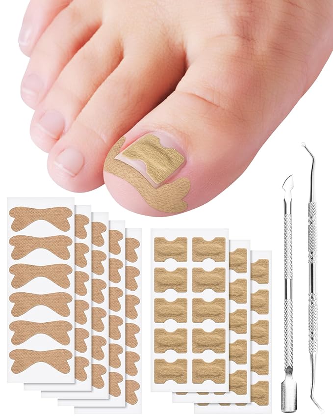 Ingrown Toenail Correction Treatment Tool, 60Pcs Ingrown Toe nail Corrector Patch in 2 Types, Professional Safe Ingrown Toenail Tool with 2 Pedicure Tools for Ingrown Toenail Remover