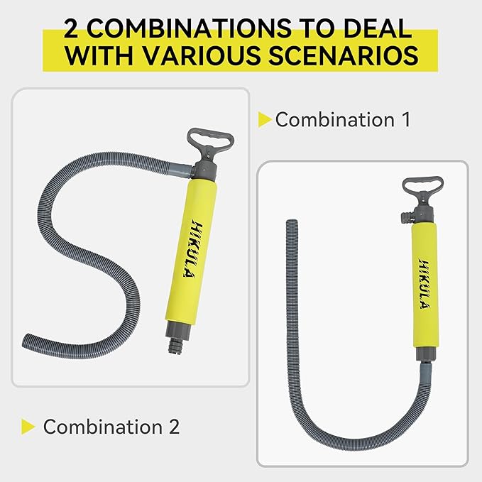 Manual Bilge Pump for Boats Kayak Canoe - Portable Siphon Pump, Kayak Bailer with Reversible Hose,Yellow,19Inch