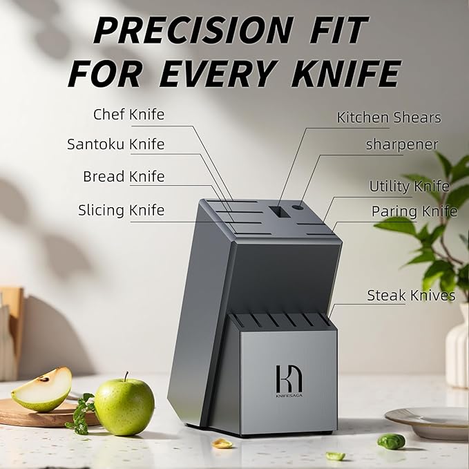 KnifeSaga Premium Knife Set 15 Pcs Quality Kitchen Knife Set with Block, Japanese High Carbon Stainless Steel Razor Sharp Knife Block Set, Acacia Wood Block Knife Set with Ergonomic Full-tang Handle