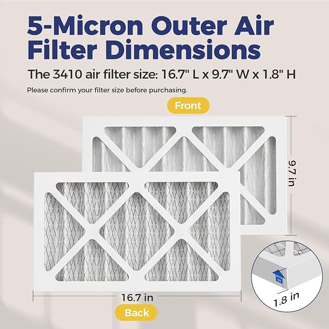 3 Pack 5-Micron Outer Air Filters Replacement Compatible with WEN 3410, POWERTEC AF4000/AF4001, Shop Fox W1830, Grizzly G0738 Air Filtration System for Workshop, Garage, Shop, Part 90243-027-2