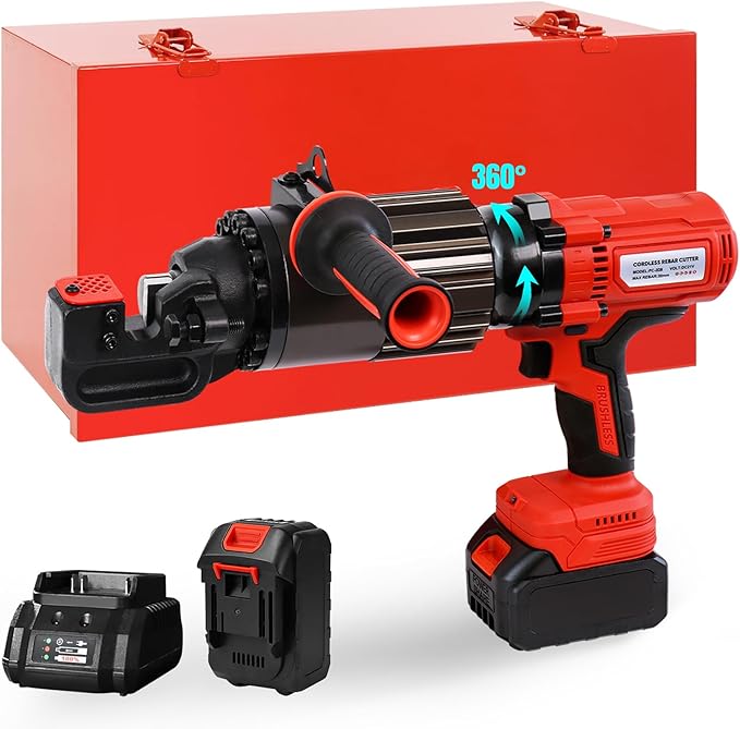 LOSCHEN 360-degree Rotation Cordless Rebar Cutter,Portable Handheld Rebar Cutting Saw,Electric Hydraulic Rebar Cutter,Cutting up from 3/20"(4mm) to 3/4 Inch #6 (20mm) Rebar (Li-ion Battery Version)