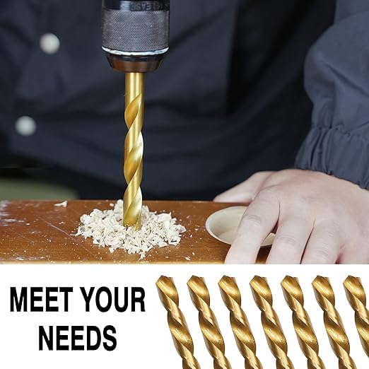 99 Pcs Drill Bit Set, 135째 Tip Titanium Coated High Speed Steel, Twist Drill Bit Kit for Iron, Aluminum Alloy, Copper, Wood, Plastic, with Hard Storage 1/16"-3/8"