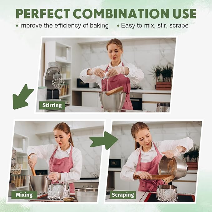 Baderke 11 Inch Wooden Sourdough Bread Mixing Stir and 13 Inch Wooden Spatula Paddle Stirring Stick for Kitchen Cooking Mixing Tool for Sourdough Starter Cookware Pot (Teak Wood)