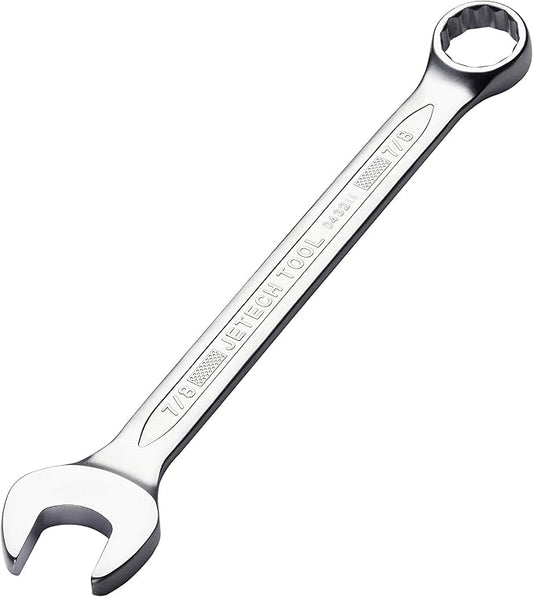 Jetech 7/8 Inch Combination Wrench - Industrial Grade Spanners with 12-Point Design, 15-Degree Offset, Made with Durable Chrome Vanadium Steel in Sand Blasted Finish,SAE
