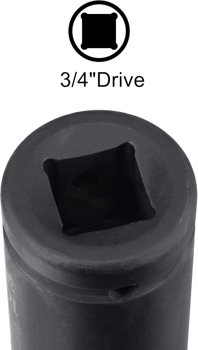 uxcell 3/4-Inch Drive 27mm 12-Point Deep Impact Socket, CR-MO Steel 78mm Length, Metric Sizes