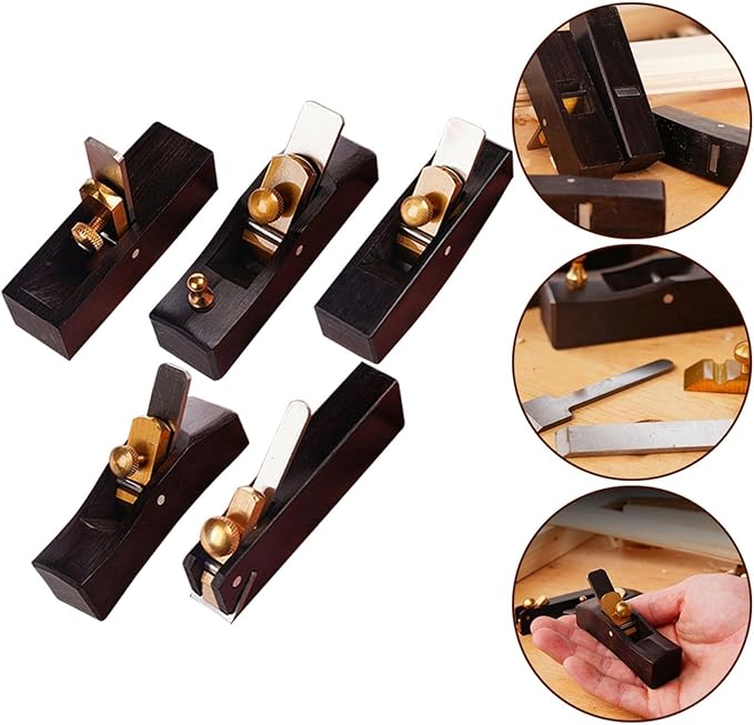 Mini Planer Ebony Hand Plane Tool With Polished Steel Blade For Burr-Free Wood-Finishing And DIY Carpentry, 8X2x2.2 Cm(scraped)