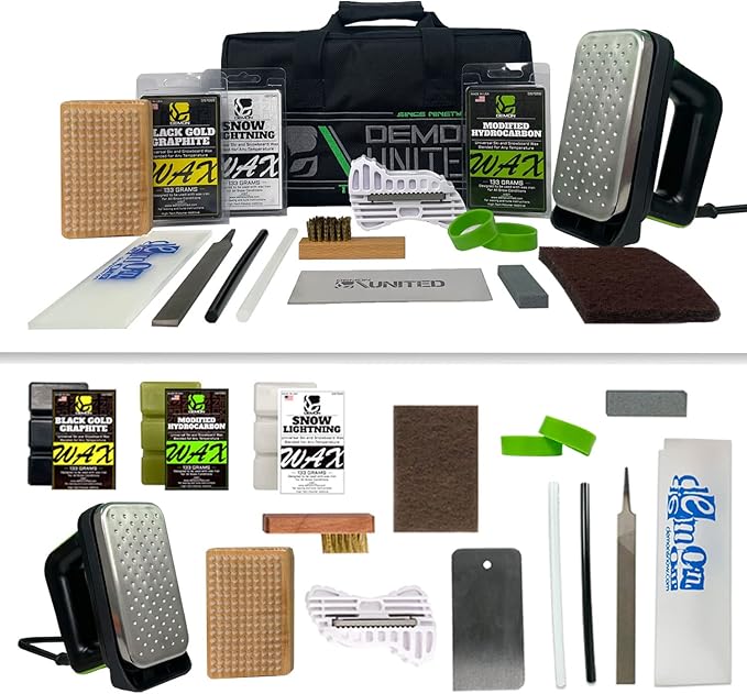 DEMON UNITED USA Platinum Edition V22 Ski & Snowboard Tuning Kit, Demon Performance Wax, Ski Hot Wax Iron, Edge Tuner, Nylon Brush, & More!