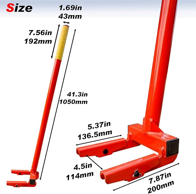 Pallet Buster Tool, Deck Board Remover for Demolition, Wrecker Pry Bar with Nail Remover (With Handle), Articulating Pivoting Head Deck Wrecking bar, Orange