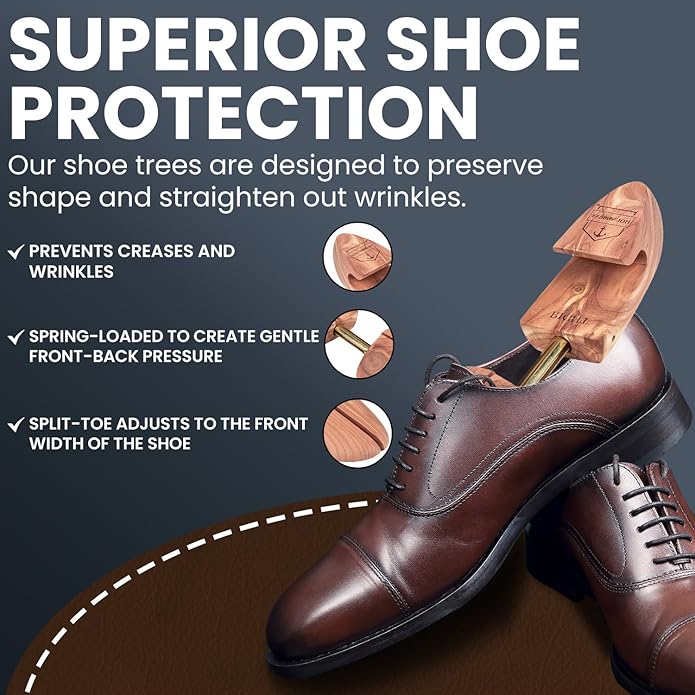 HOUNDSBAY Cedar Shoe Tree - Shoe Trees for Men & Women, Sneakers, Widener & Shaper