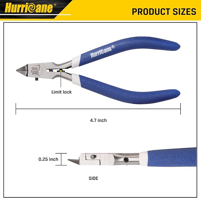 HURRICANE Professional Model Nippers for Gundam - 4.8" Single-Blade Precision and Auto-rebound Spring, Hobby Nippers for Gundam Repairs and Fixes, Includes Leather Sheath & Hex Wrench