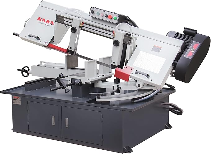 KAKA INDUSTRIAL Metal Band Saw,10.2 inch x16.9 inch Dual Miter Metal Cutting Band Saw Machine, 2HP Hydraulic,60° Right/45° Left Swivel, 4-Speed Control,For Beams, Pipes and Structural Steel BS-1018T