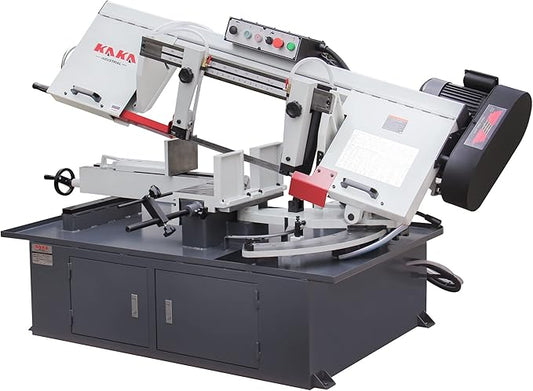 KAKA INDUSTRIAL Metal Band Saw,10.2 inch x16.9 inch Dual Miter Metal Cutting Band Saw Machine, 2HP Hydraulic,60° Right/45° Left Swivel, 4-Speed Control,For Beams, Pipes and Structural Steel BS-1018T