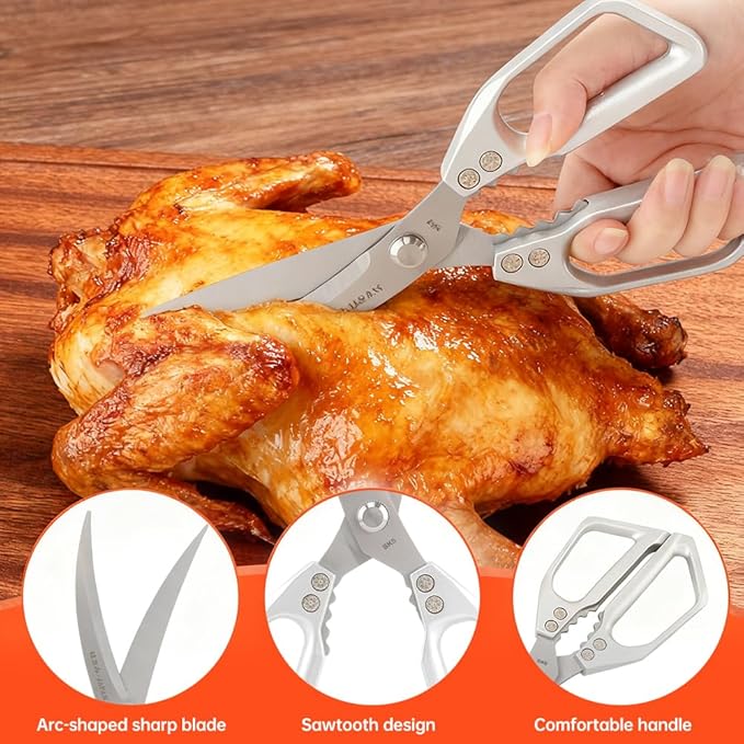 Kitchen Scissors Set Stainless Steel Kitchen Shear Heavy Duty Sharp Poultry Shears Japanese Scissors for Food, Chicken Bones, and Turkey, Dishwasher Safe