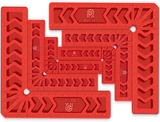Relitec R Positioning Squares, 90 Degree Corner Clamp, Right Angle Clamp Woodworking Tool, Carpentry Squares, Carpenter Tool for Picture Frames, Cabinets or Drawers, Set of 6（3" 4"6"）