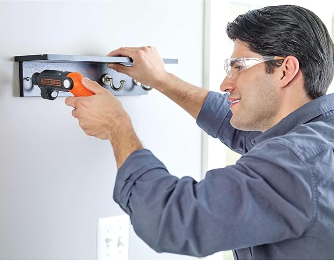 BLACK+DECKER Cordless Screwdriver with LED Light 4V MAX, Electric Screwdriver with 2 Pcs Bit Set (BDCSFL20C)