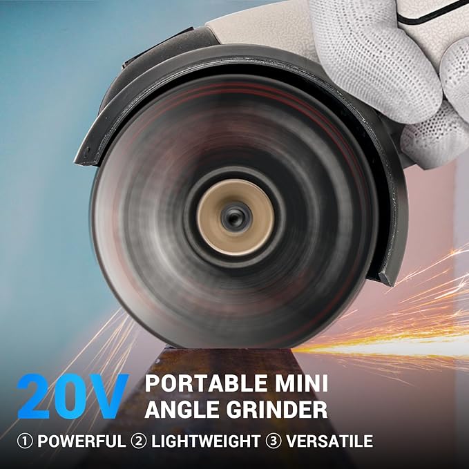 Brushless Angle Grinder, Cordless Mini Angle Grinder Brushed with 2pcs 16.8V 2000mAh Battery 5-Cutting Discs, Power Angle Grinder for Wood Metal Stone Concrete