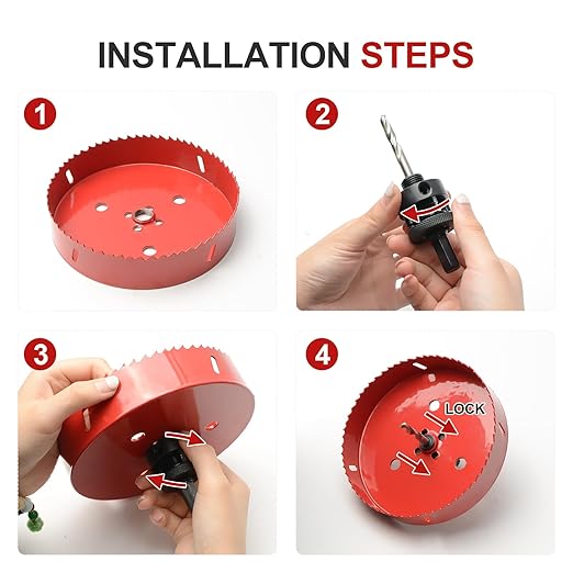 4-1/4" (108mm) Bi-Metal M42 High Speed Steel Hole Saw with Pilot Drill Bit, Smooth Cutting Edge for PVC, Drywall, Wood, Plastic, Gypsum Board, Rubber, Thin Metal