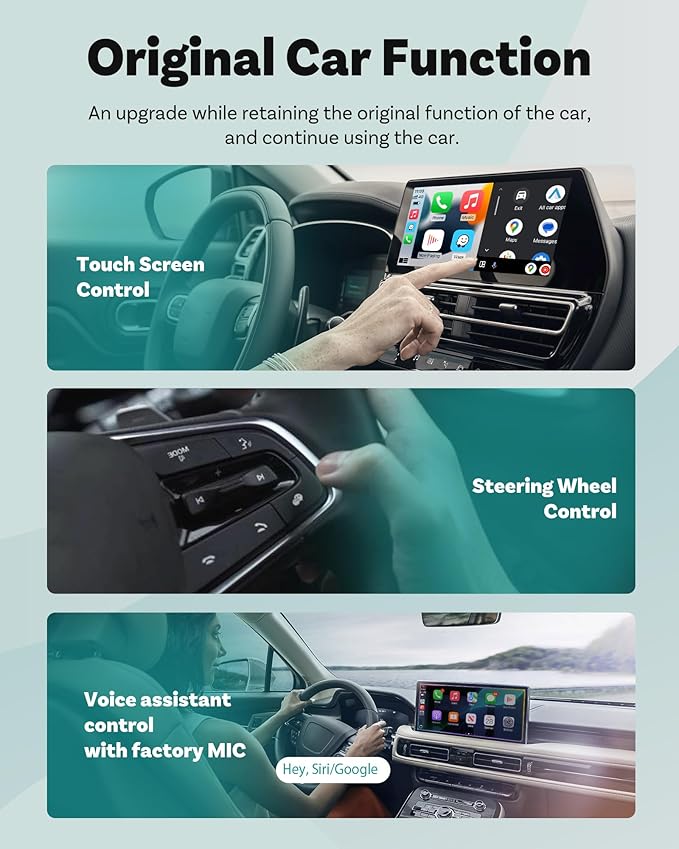 OTTOCAST Mini 3.0 Black 2-in-1 Wireless CarPlay & Android Auto Adapter ??Plug & Play for iPhone/Android, Dual-Phone Memory, Dual-Band WiFi (2.4/5GHz), Auto-Reconnect