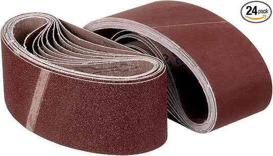 3 x 18 Inch Sanding Belt, 24 Pcs 40/60/80/120/240/400 Grit Knife Sharpener Belts Work Sharpening for Belt Sander Knife Carving Tool Metal Working