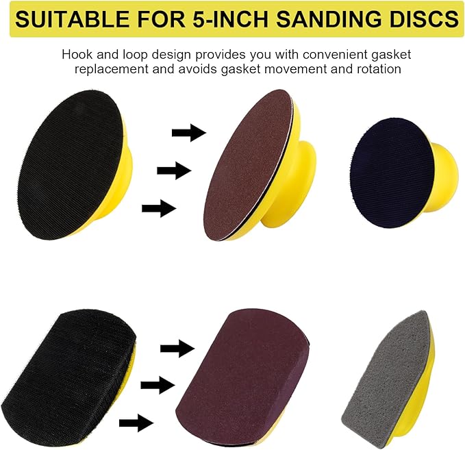 2 Pack 5 Inch Mouse Sanding Block Hand Sanding Block Hook and Loop Sanding Block for Woodworking Furniture Restoration Automotive Body Arts Crafts