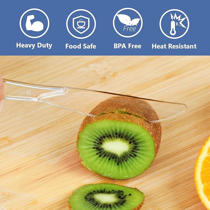 SACATR 1000 Count Heavy Duty Plastic Knives Disposable, BPA-Free Clear Plastic Knives Bulk ??Extra Thick, Heat Resistant, for Catering, Parties, Events