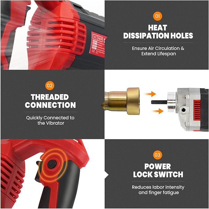 Anbull 1800W Concrete Vibrator 110V, 2M Handheld Electric Vibrabrater 5500RPM, 35mm Bottle Shaker, Portable Pencil Cement Vibrarator for Remove Air Bubble and Mix Concrete