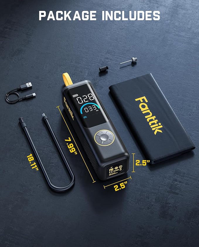 Fanttik X9 APEX Portable Air Compressor for Car Tires, 35s Fast Inflation, 150PSI Cordless Tire Inflator with Light and Power Bank, Suitable for SUV, Sedan, Motorcycle, Bike, Ball
