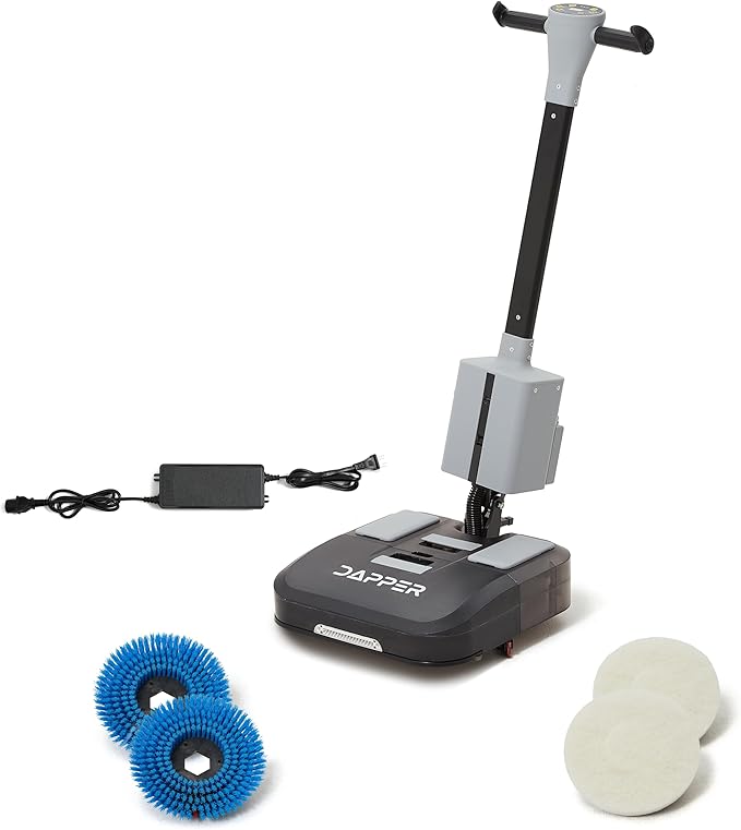Battery Powered Walk Behind Mini Automatic Floor Scrubber Machine – Compact & Portable, 16” Cleaning Width, 1.5h Runtime, 3-Speed Brush – Ideal for Small Commercial Spaces, Offices, Retail