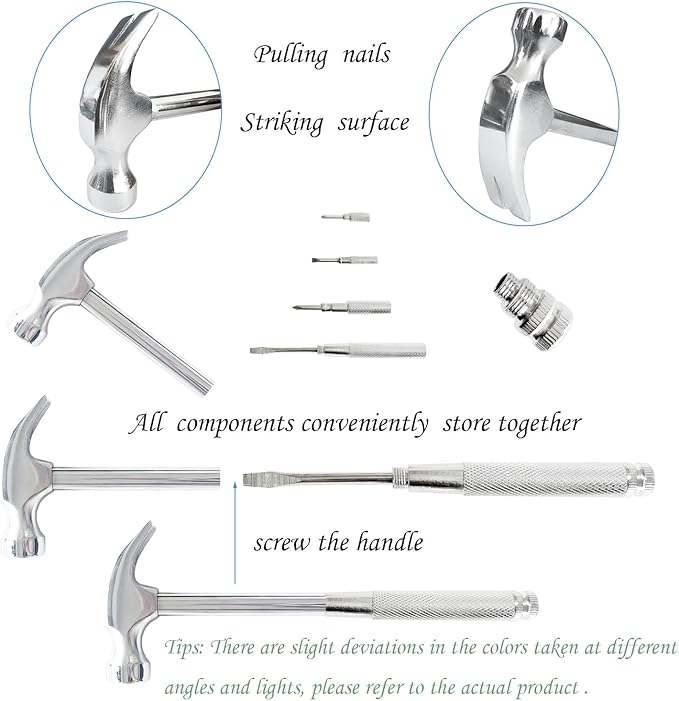 Sliver 6-in-1 Multitool: Mini Hammer & Screwdriver Set for Camping & DIY Projects