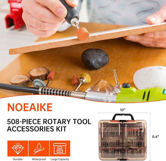 508-Piece Rotary Tool Accessory Kit,1/8" Multi-Purpose Rotary Tool Bits with Organizer For Sanding,Polishing,Grinding,Drilling,Cutting,Carving and Cleaning
