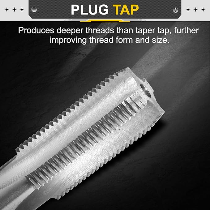 uxcell Hand Plug Tap M15 x 1.25 H2 Metric Thread Plug Style Taps Straight Flute Screw Tapping Threading Tool High Speed Steel HSS6542