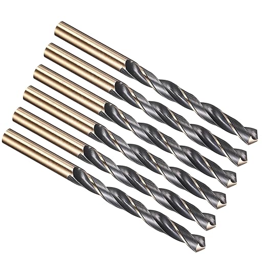 PATIKIL 10mm Drill Bit, Jobber Straight Shank 4341 High-Speed Steel 118째 Black and Gold Finish for Medium-Hard Metal Steel Acrylic - 6 Pack